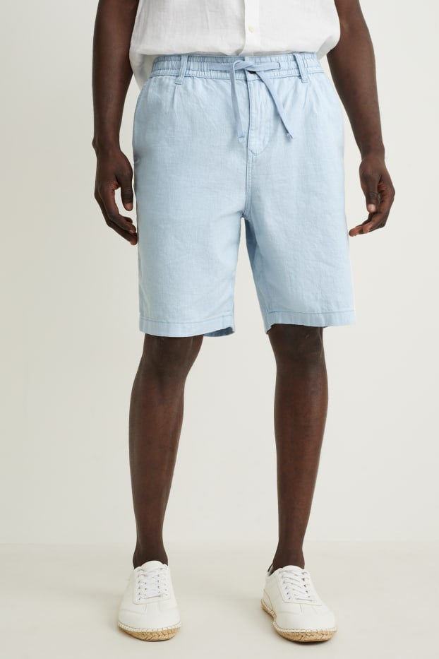 Mężczyźni - Szorty - mieszanka z lnem - jasnoniebieski