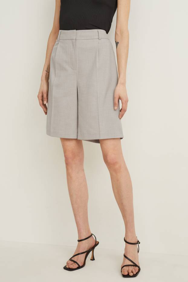 Damen - Business-Bermudas - High Waist - hellbeige