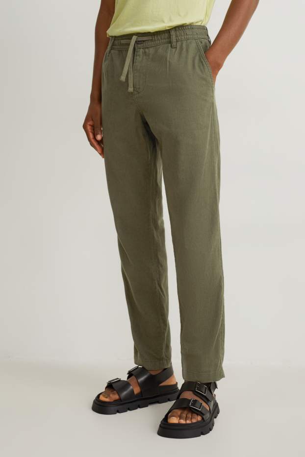 Home - Chino - tapered fit - mescla de lli - verd fosc