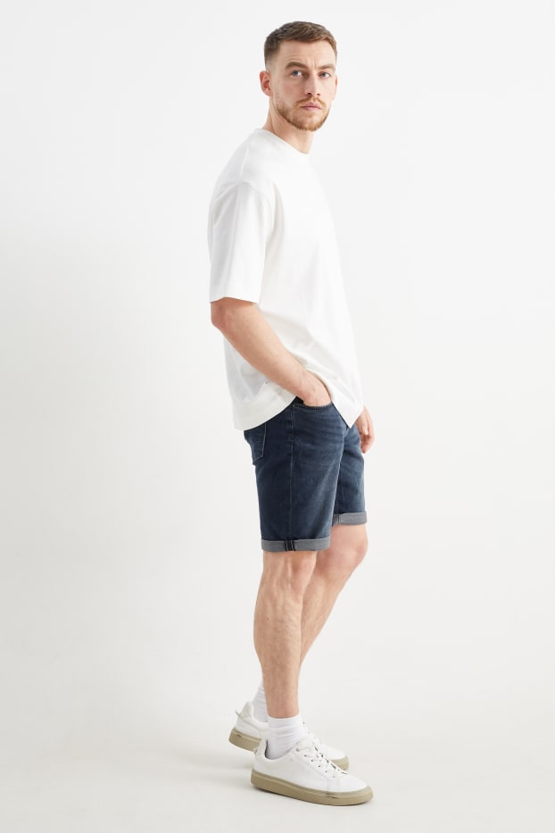 Pánské - Džínové šortky - jog denim - LYCRA® - džíny - tmavomodré