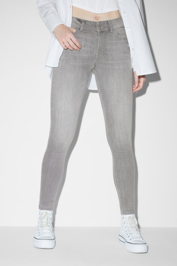 Dámské - Skinny jeans - mid waist - LYCRA® - džíny - světle šedé