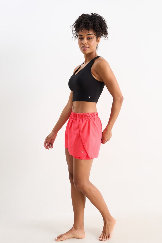 Dona - Pantalons curts tècnics - 4 Way Stretch - look 2 en 1 - fúcsia