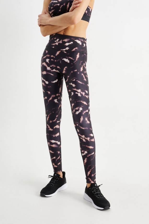 Dames - Sportlegging - 4 Way Stretch - met patroon - zwart