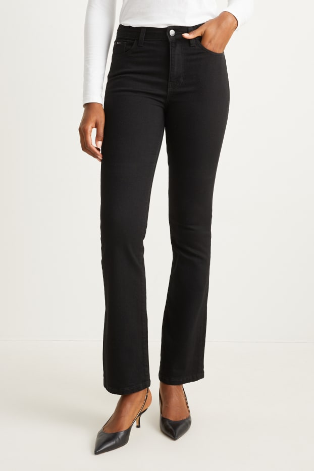 Dámské - Bootcut jeans - mid waist - LYCRA® - černá