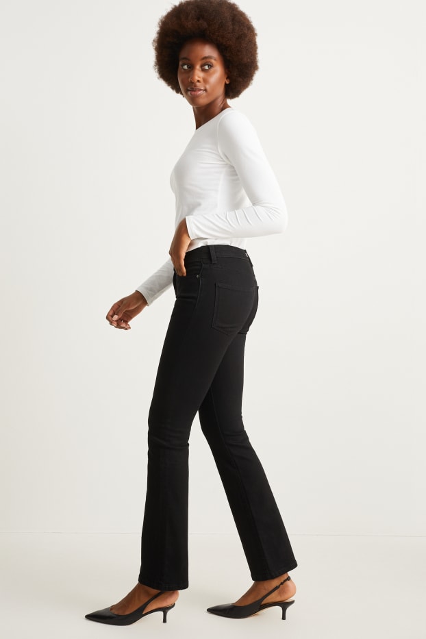 Dámské - Bootcut jeans - mid waist - LYCRA® - černá