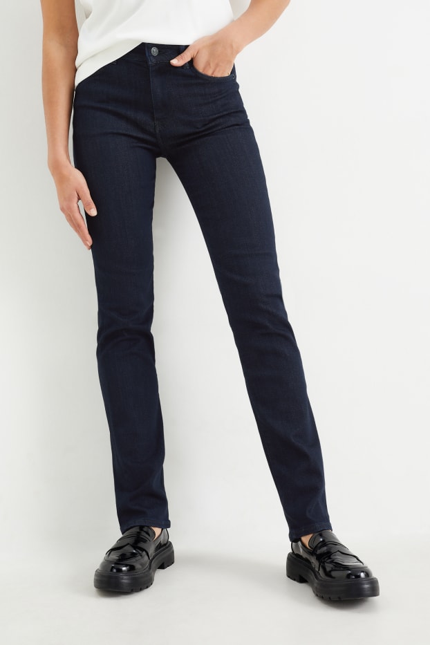Damen - Premium Denim by C&A - Straight Jeans - Mid Waist - LYCRA® - dunkeljeansblau