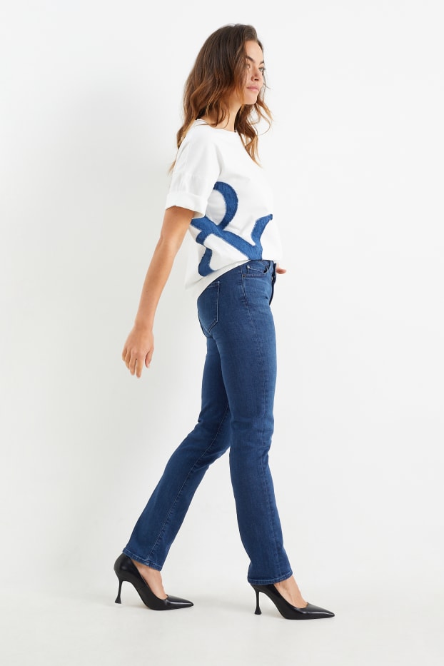 Women - Premium Denim by C&A - straight jeans - mid waist- LYCRA® - denim-dark blue