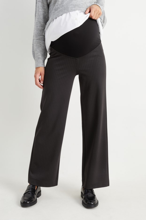 Donna - Pantaloni di jersey premaman - relaxed fit - design gessato - grigio scuro