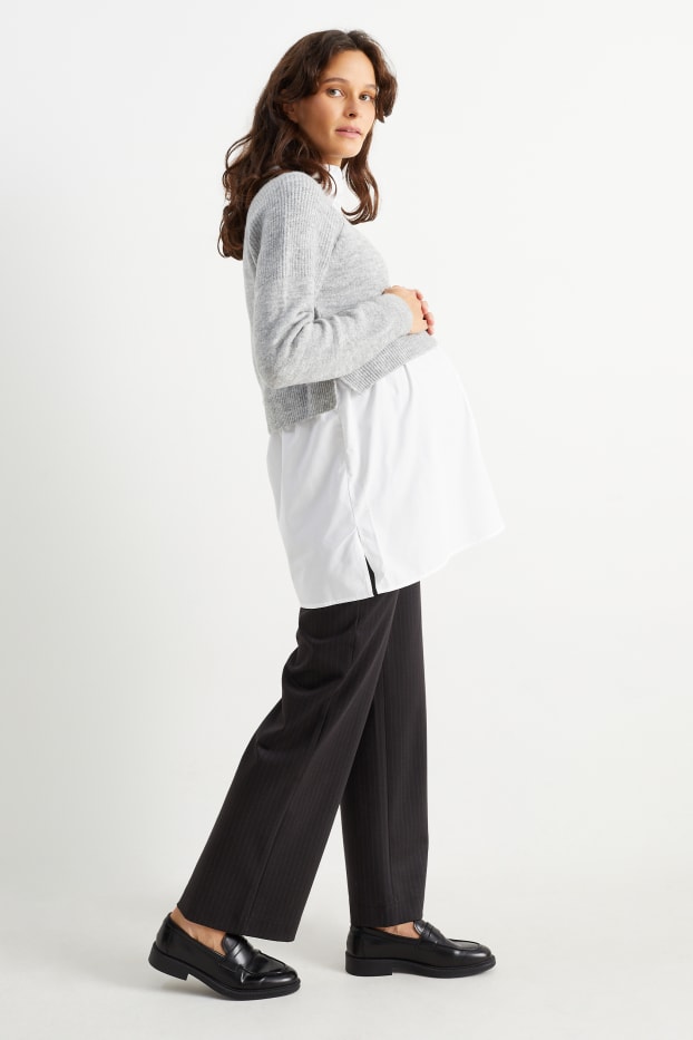 Donna - Pantaloni di jersey premaman - relaxed fit - design gessato - grigio scuro