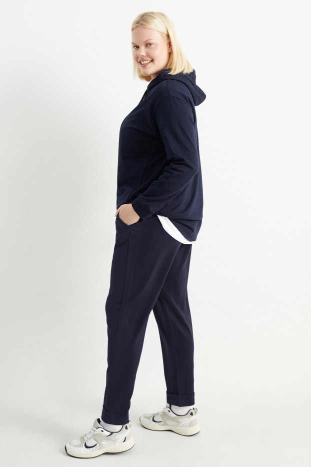 Femmes - Pantalon de toile - mid waist - tapered fit - bleu foncé