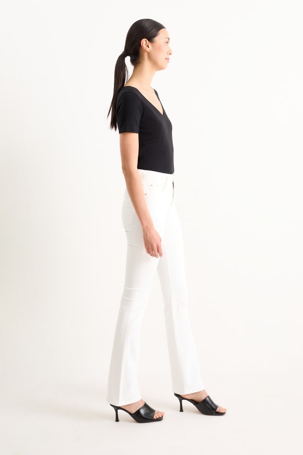 Dames - Bootcut jeans - mid waist - LYCRA® - crème wit