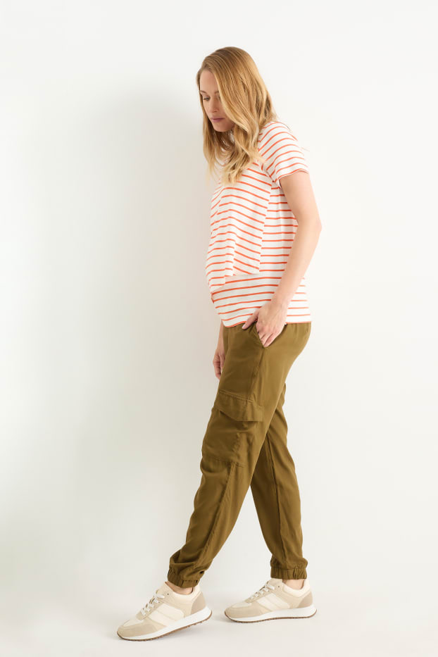 Damen - Umstands-Cargohose - khaki