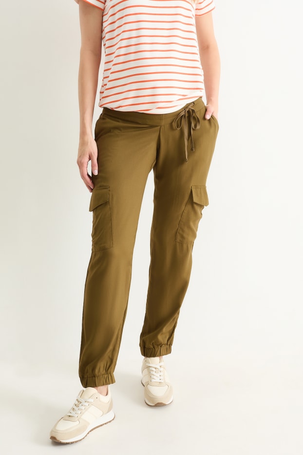 Damen - Umstands-Cargohose - khaki