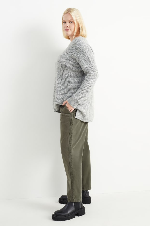 Damen - Cargohose - Mid Waist - Slim Fit - grün