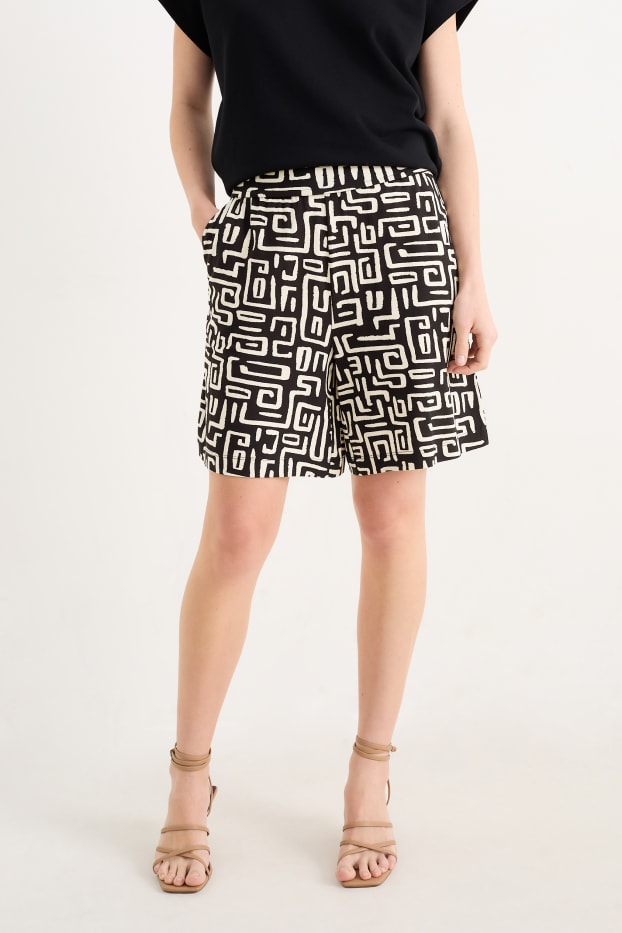 Mujer - Shorts - high waist - estampado - negro