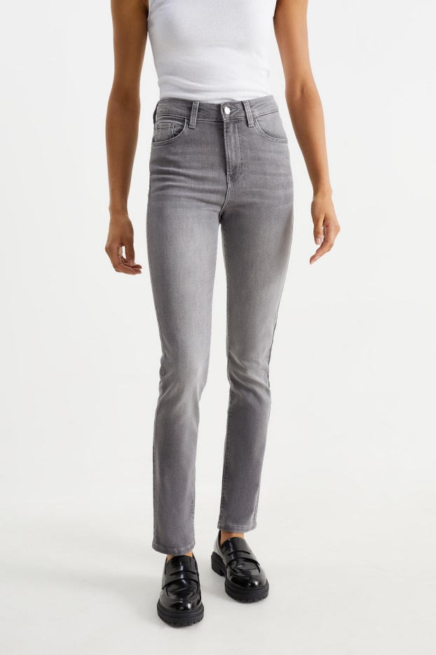 Dámské - Slim jeans - high waist - LYCRA® - džíny - světle šedé