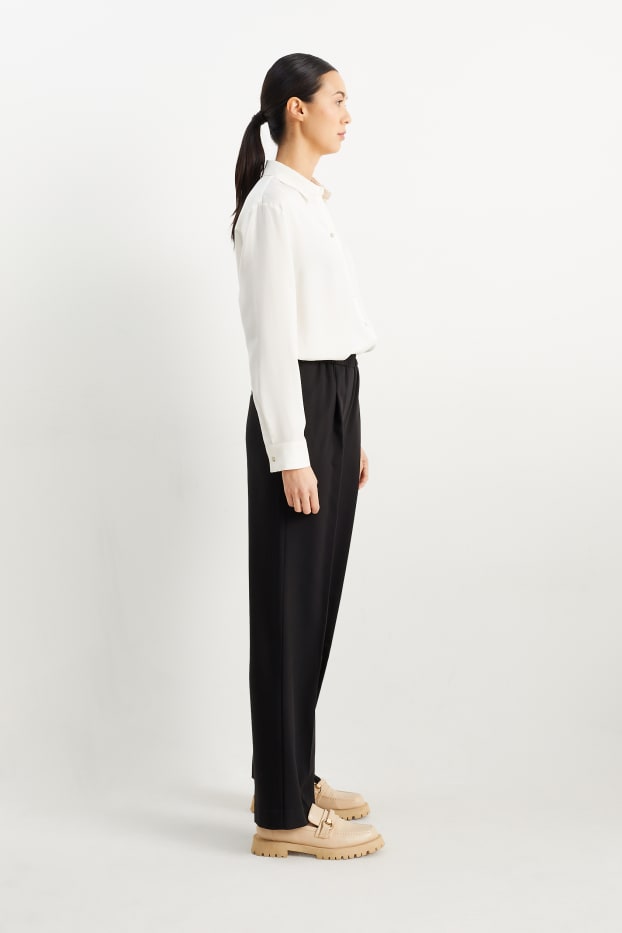 Femei - Pantaloni de stofă - talie înaltă - straight fit - negru