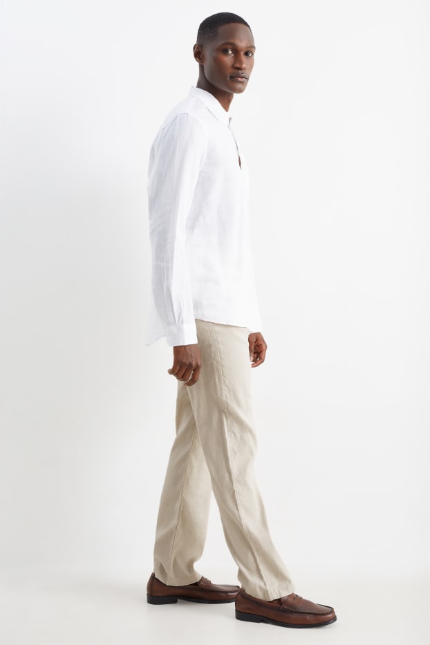 Men - Trousers - regular fit - linen blend - light beige
