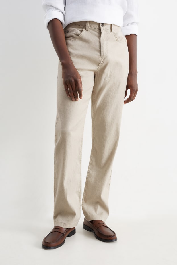 Men - Trousers - regular fit - linen blend - light beige