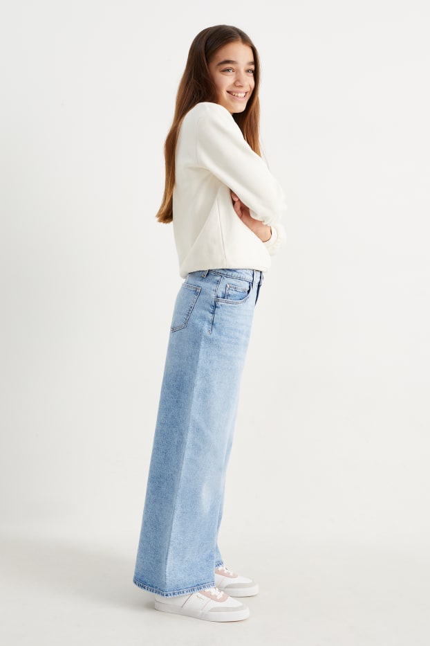 Children Girls - Wide leg jeans - denim-light blue