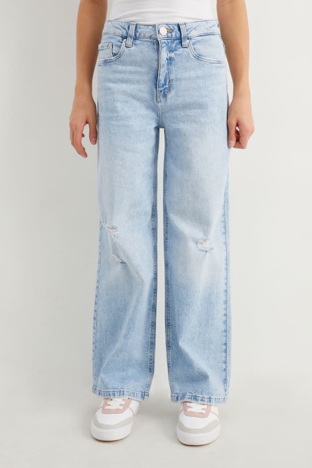 Kinder Mädchen - Wide Leg Jeans - helljeansblau