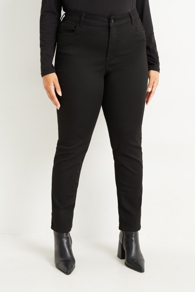 Women - Straight jeans - high waist - black