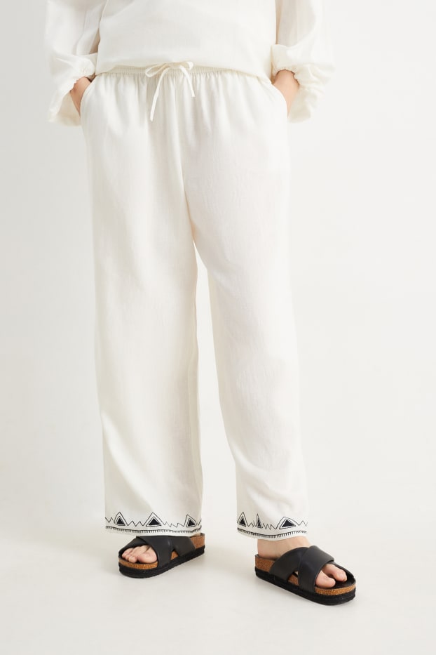 Dames - Rangsutra x C&A - pantalon - high waist - wide fit - crème wit
