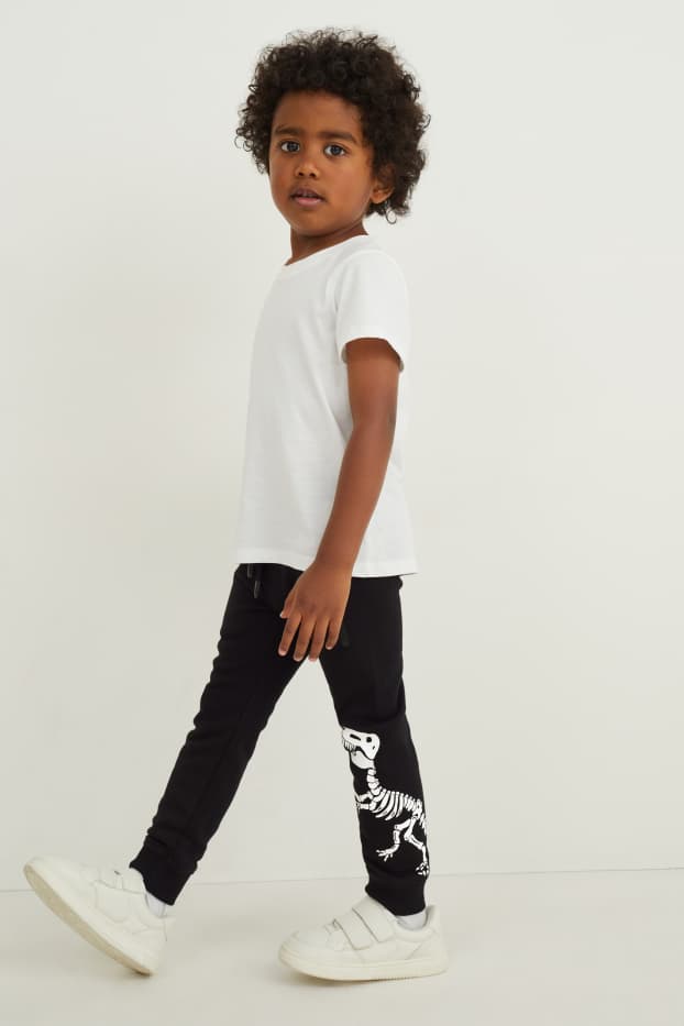 Kinder Buben - Dino - Jogginghose - Glow in the dark - schwarz