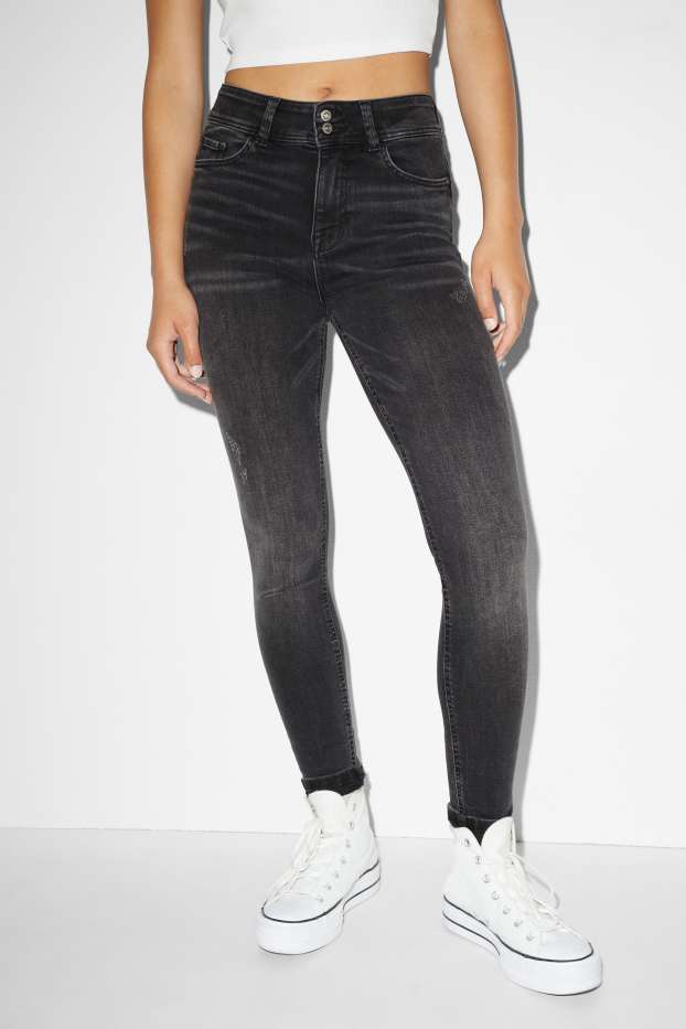 Femmes - CLOCKHOUSE - skinny jean - mid waist - LYCRA® - jean gris foncé