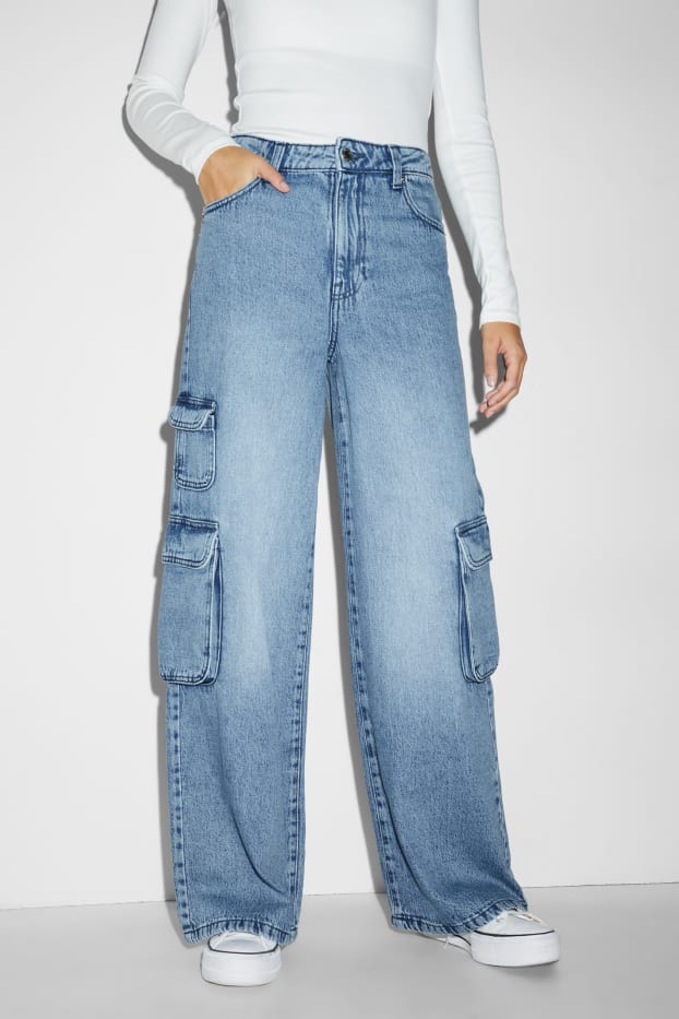 Donna - CLOCKHOUSE - jeans a gamba larga - vita alta - jeans blu