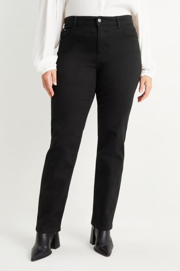 Women - Straight jeans - mid-rise waist - LYCRA® - black
