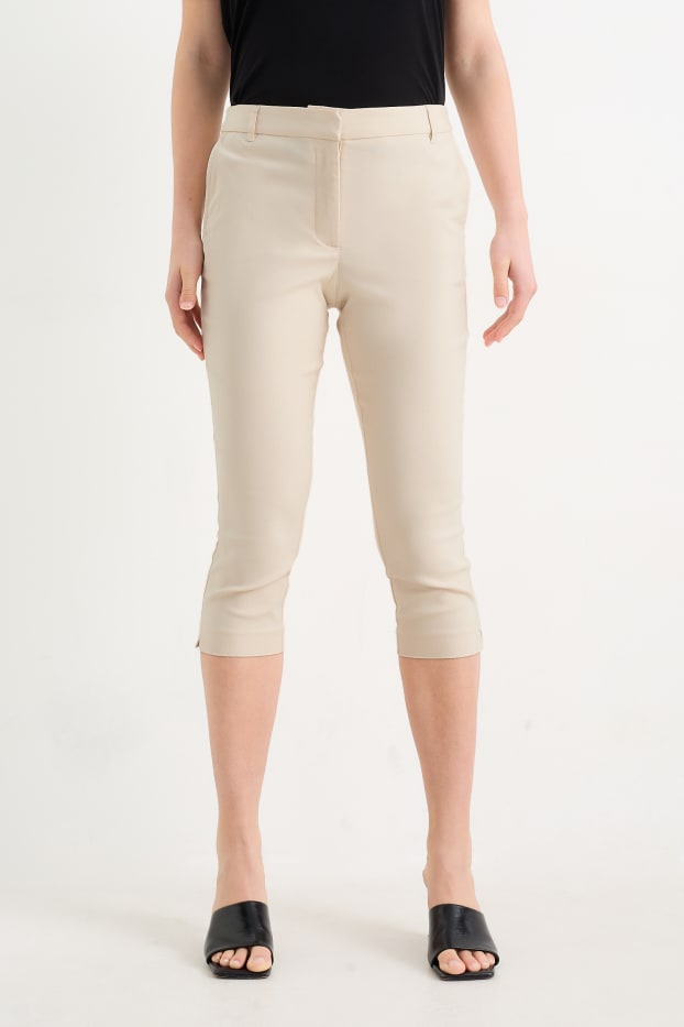 Damen - Caprihose - Mid Waist - Slim Fit - hellbeige