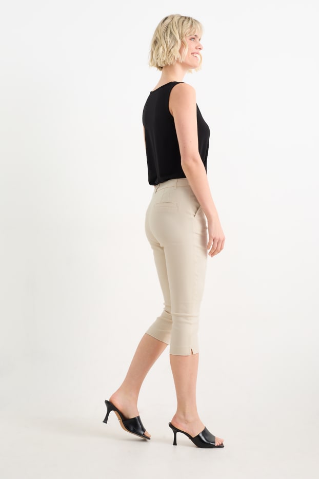 Damen - Caprihose - Mid Waist - Slim Fit - hellbeige