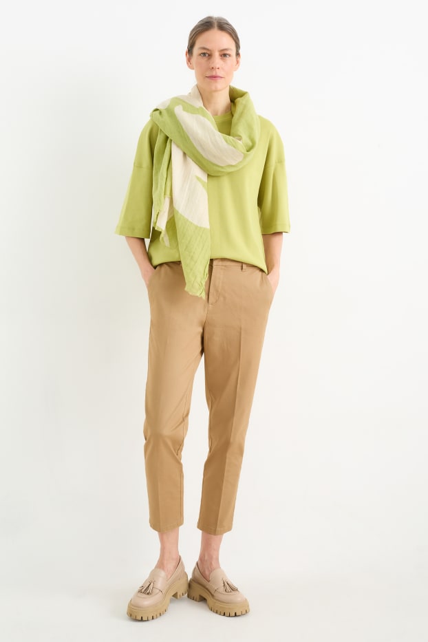 Damen - Chino - Mid Waist - Tapered Fit - hellbraun