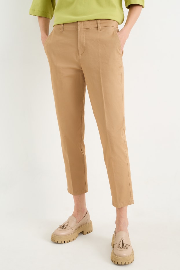 Damen - Chino - Mid Waist - Tapered Fit - hellbraun