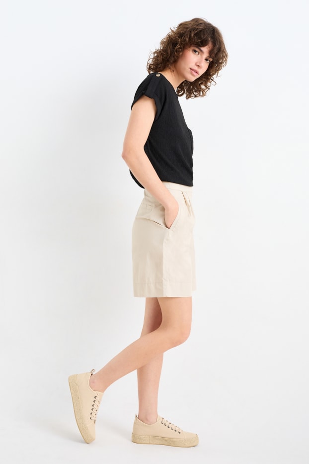 Femmes - Short - high waist - beige clair