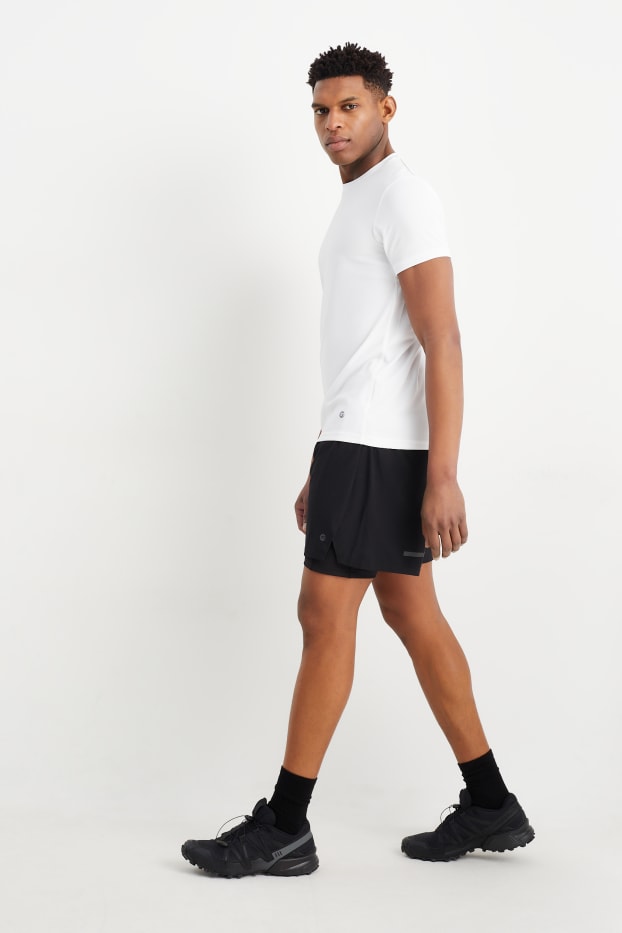 Herren - Funktions-Shorts - 4 Way Stretch - 2-in-1-Look - schwarz