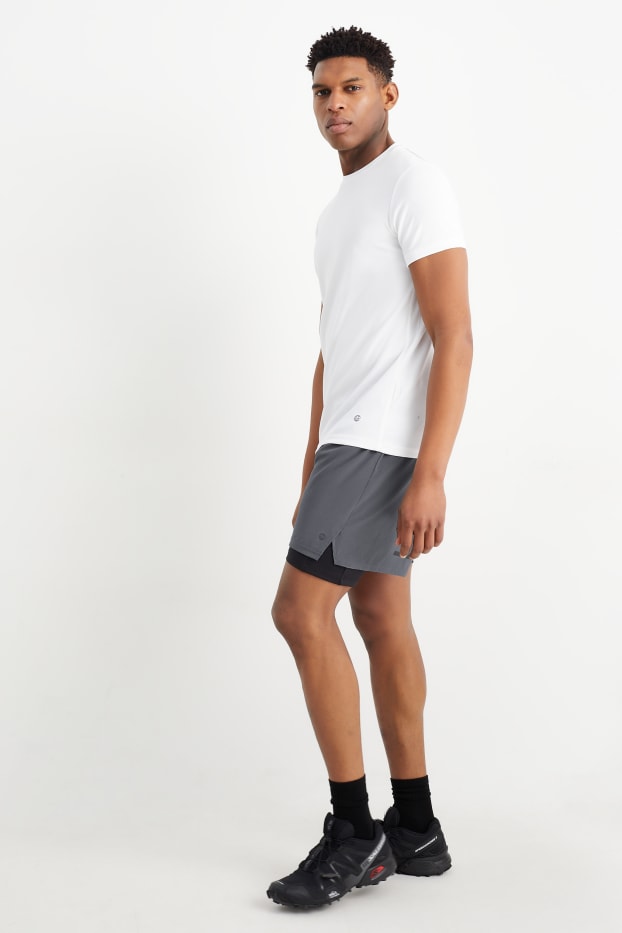 Herren - Funktions-Shorts - 4 Way Stretch - 2-in-1-Look - grau