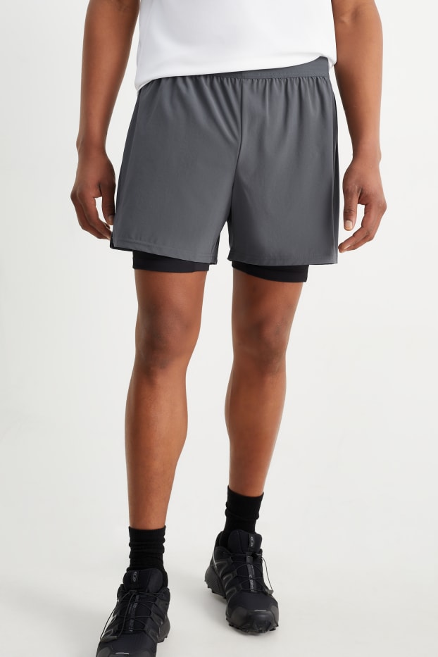 Herren - Funktions-Shorts - 4 Way Stretch - 2-in-1-Look - grau