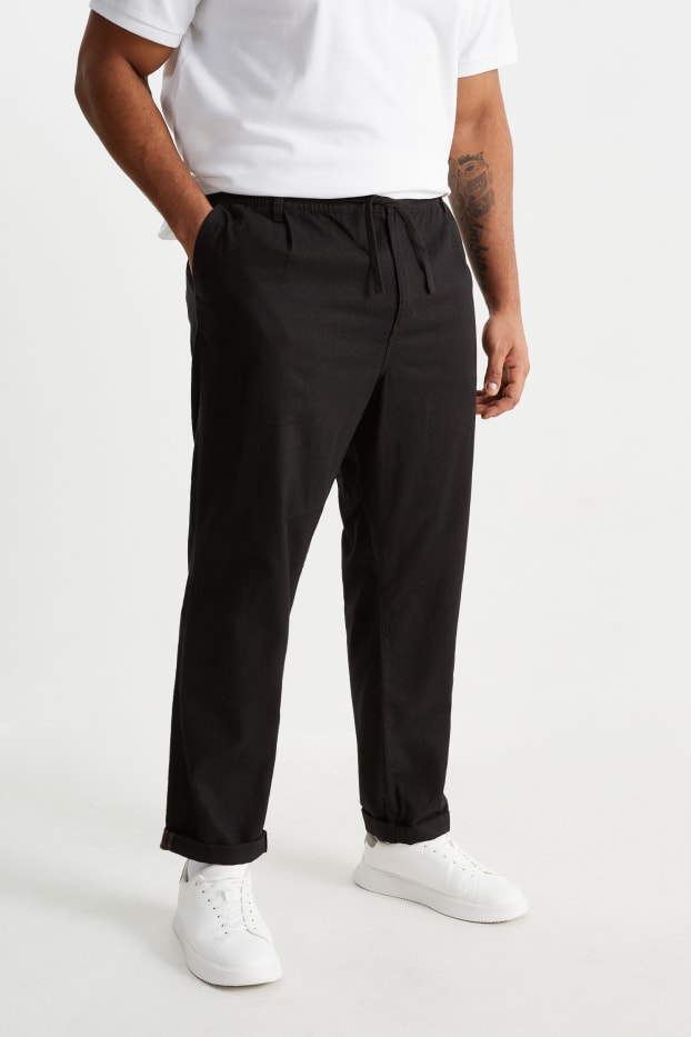 Bărbați - Chino - tapered fit - amestec de in - negru