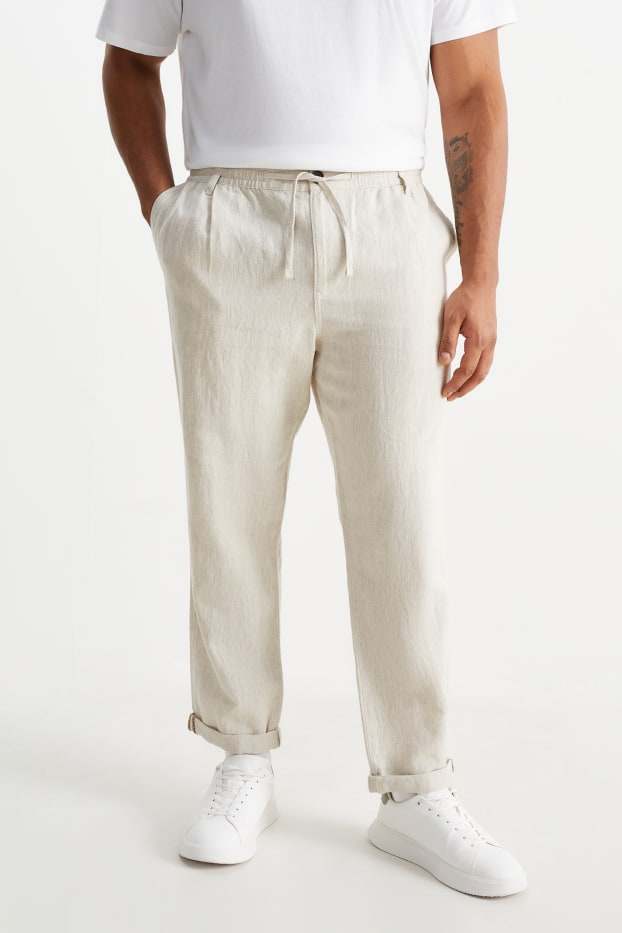 Bărbați - Chino - Tapered Fit - Leinen-Mix - bej deschis