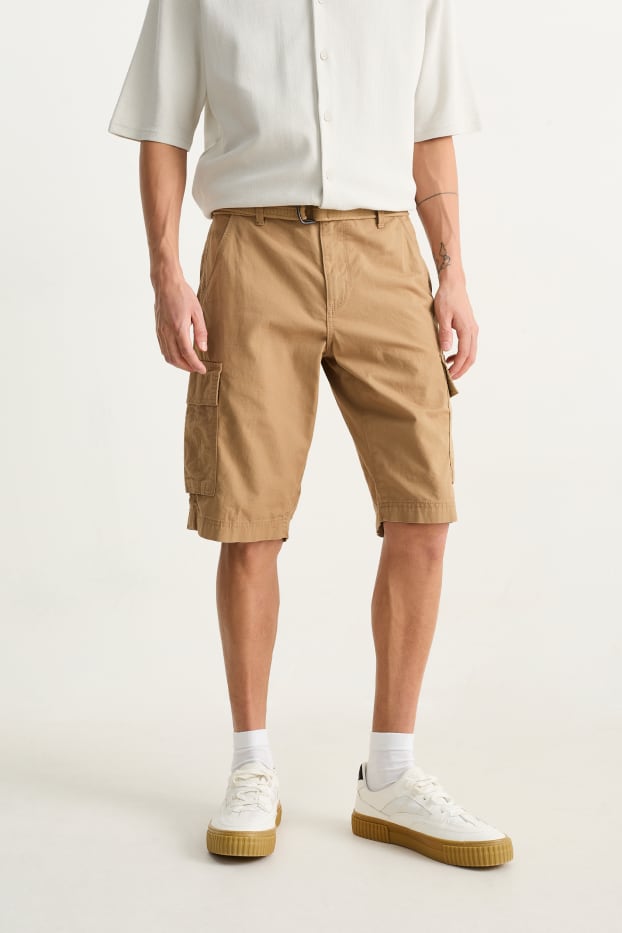 Herren - Cargoshorts mit Gürtel - hellbraun