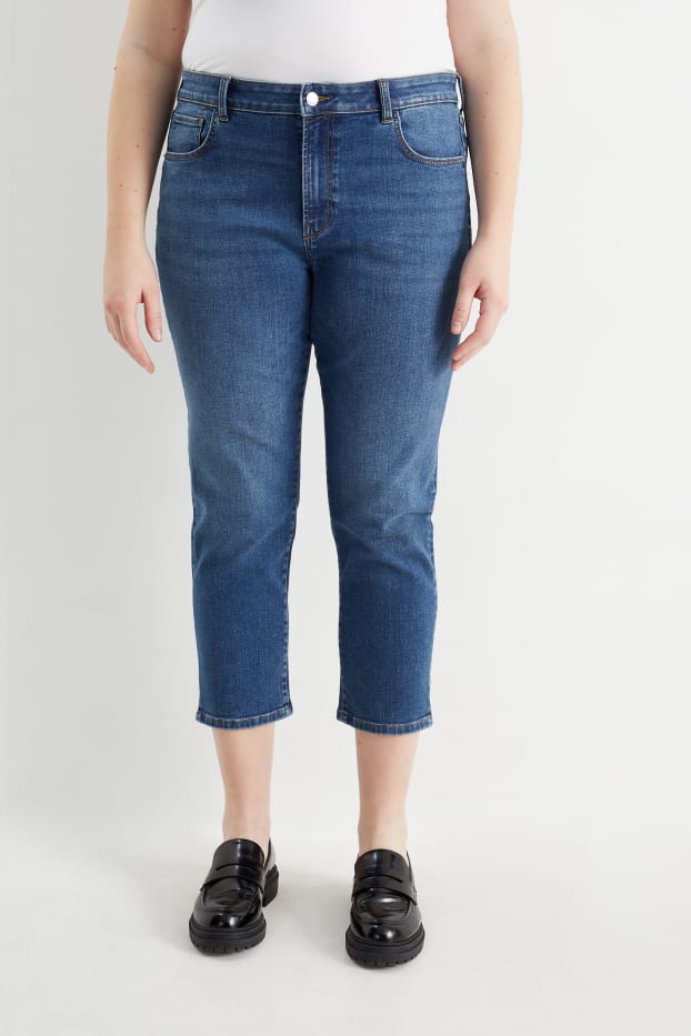 Femei - Jeans capri - talie medie - slim fit - denim-albastru