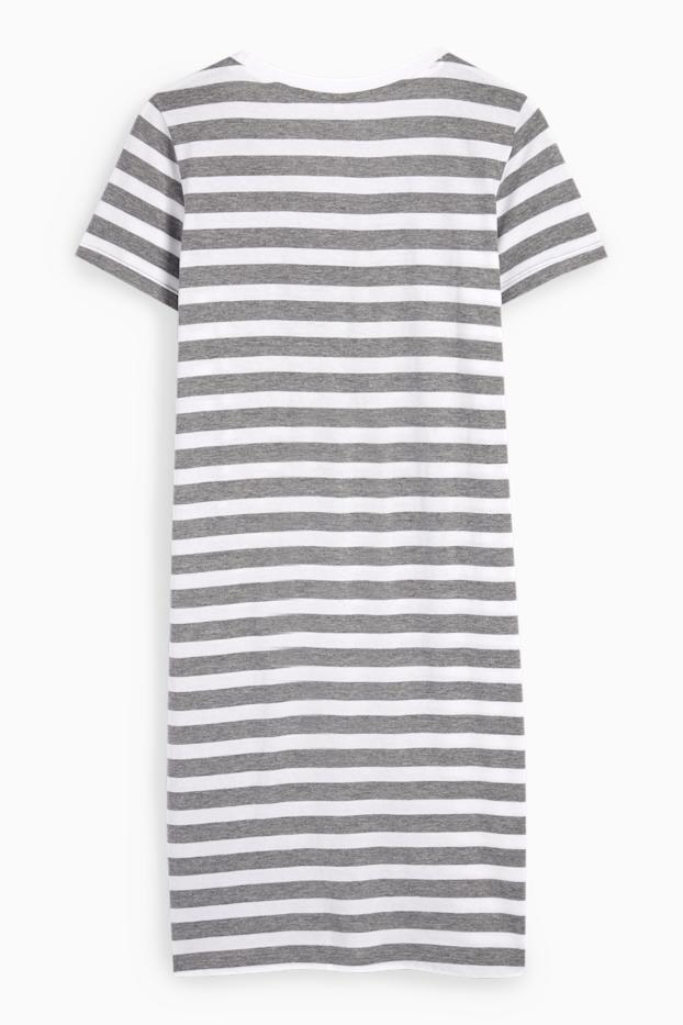 Femmes - Chemise de nuit - Mickey Mouse - à rayures - gris