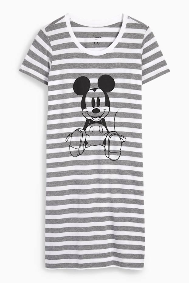 Femmes - Chemise de nuit - Mickey Mouse - à rayures - gris