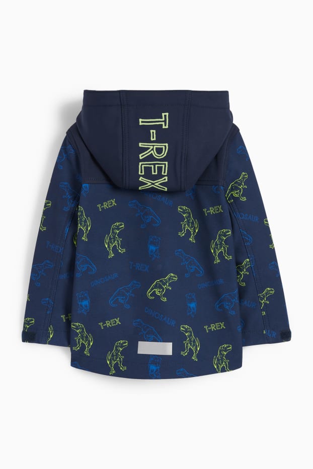 Enfants garçons - Dinosaure - veste à coquille souple avec capuche - étanche - bleu foncé