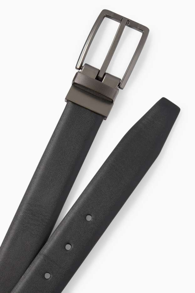 Uomo - Cintura double-face - similpelle - blu scuro