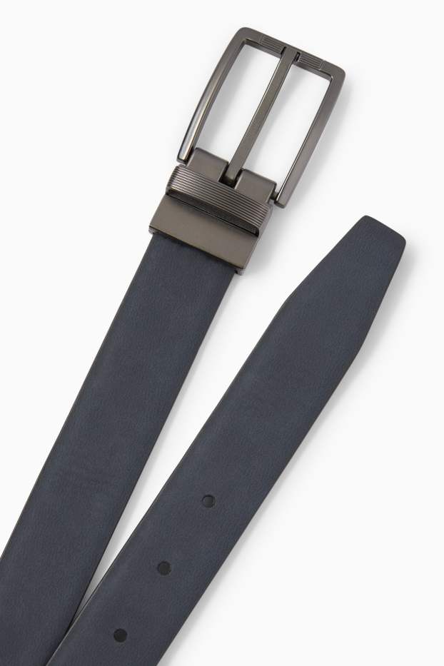 Uomo - Cintura double-face - similpelle - blu scuro
