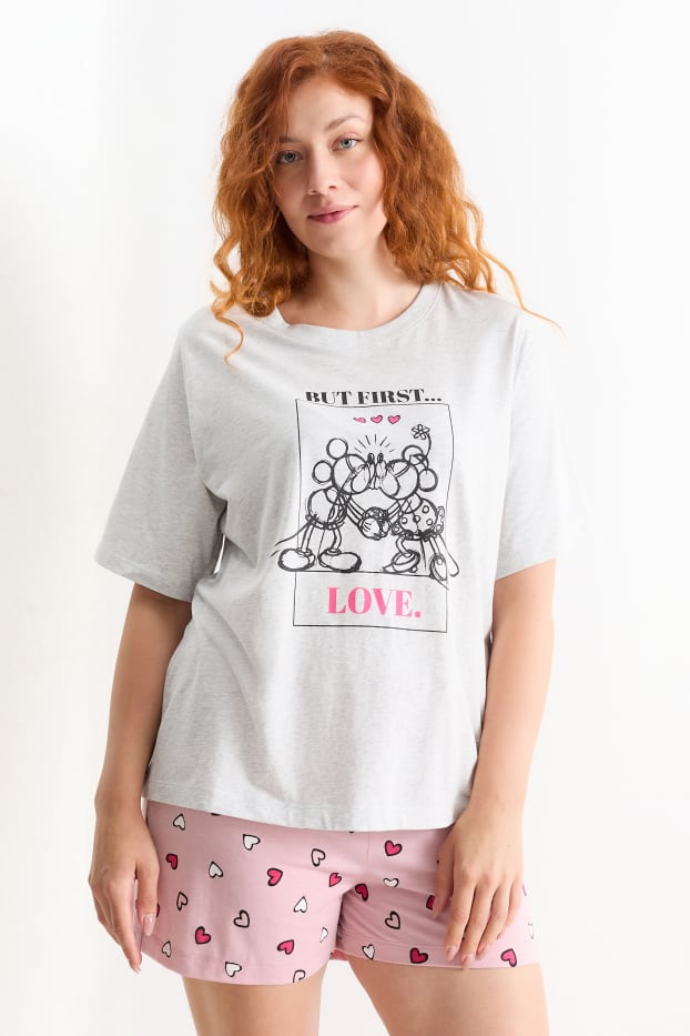 Dámské - Letní pyžamo - Disney - světle šedá-žíhaná