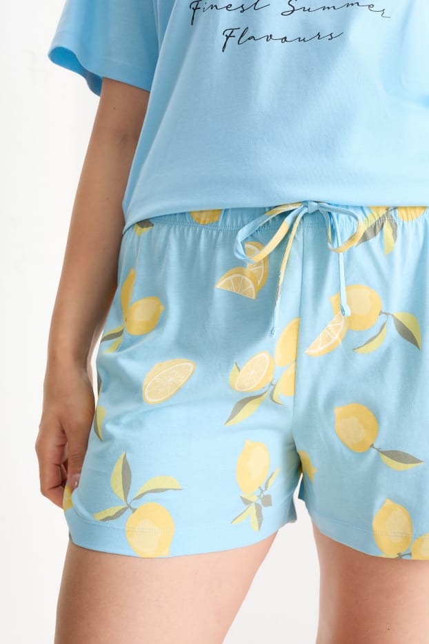 Women - Short pyjamas - light blue
